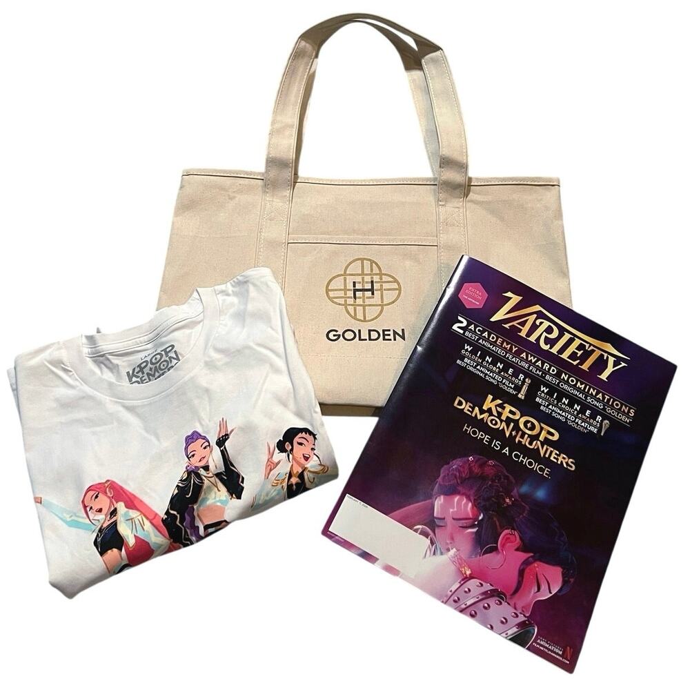 KPop Demon Hunters Netflix FYC Screening Set Golden Tote HUNTR/X Shirt L Variety